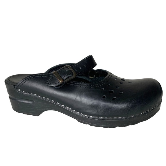 Sanita Shoes - Sanita Slip On Mary Jane Mule Black Leather Clogs Women’s Size 8